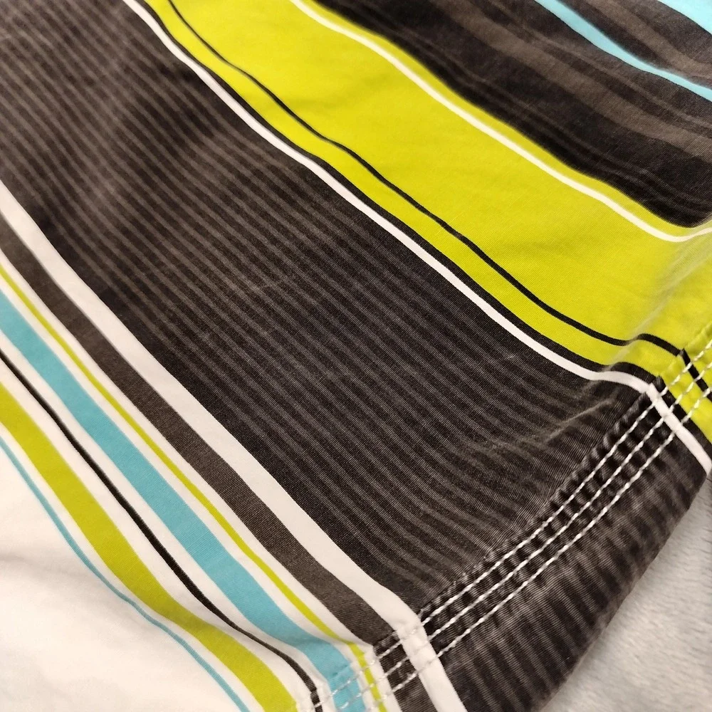 Palmwave Shorts Mens 32x11 Blue Striped Board Cargo Swim Trunks Surf Beachwear